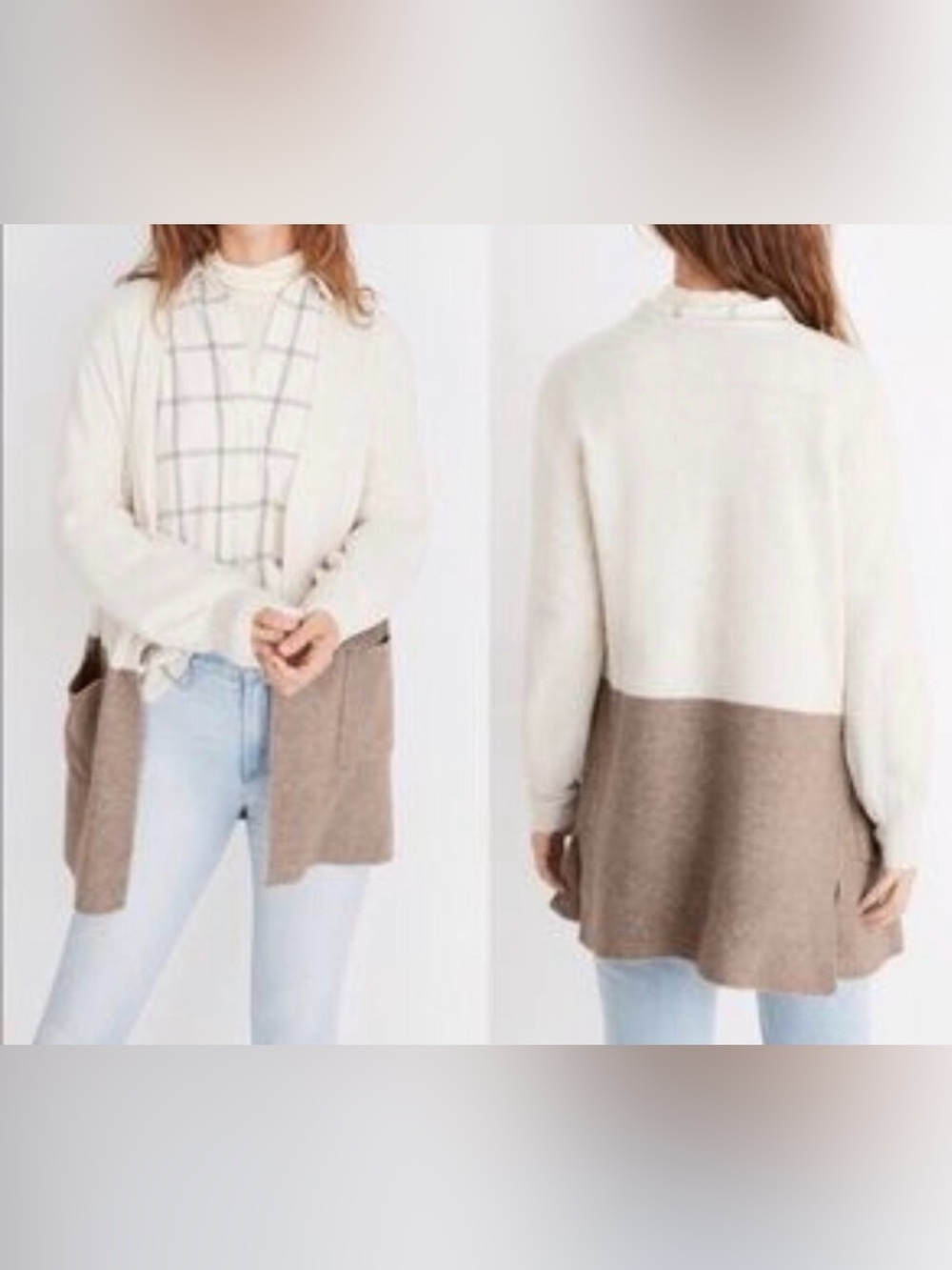 Madewell Kent Wool Cardigan Colorblock, Size S